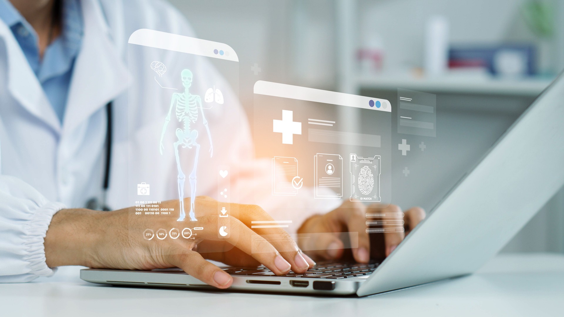 Doctors touch virtual patient medical reports to diagnose diseases and plan treatment more effectively, AI deep learning for medical research, the transformation of innovation and technology for health in the future